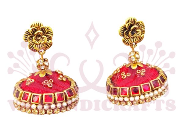 SILK THREAD WITH KUNDAN STONE EARRINGS