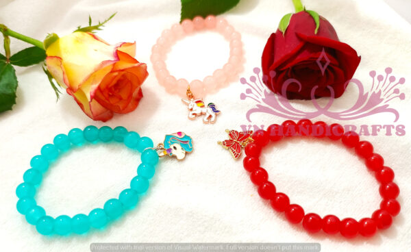 GLASS BEAD CHARM BRACELET - HCBT1002_RED-BLUE-BEACH