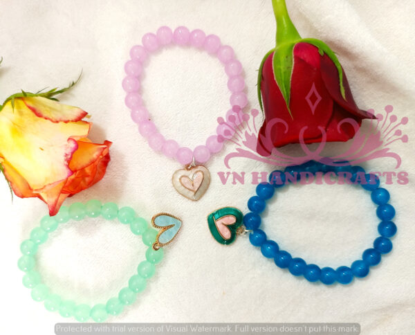 GLASS BEAD CHARM BRACELET - HCBT1002_BLUE-PURPLE-GREEN