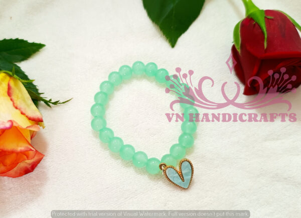 GLASS BEAD CHARM BRACELET - HCBT1002_GREEN01