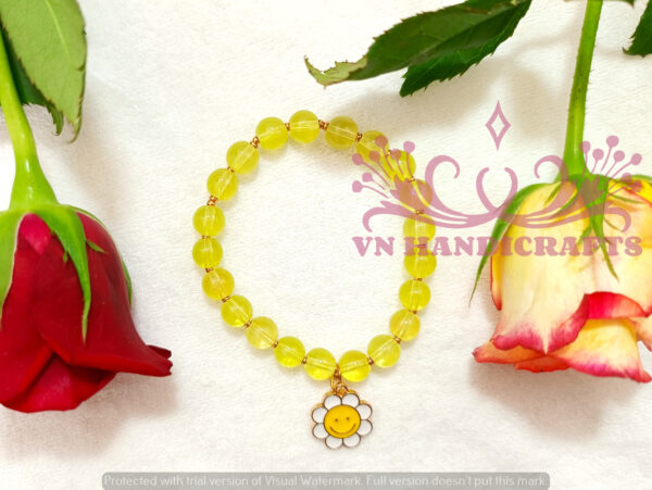GLASS BEAD CHARM BRACELET - HCBT1002_YELLOW02