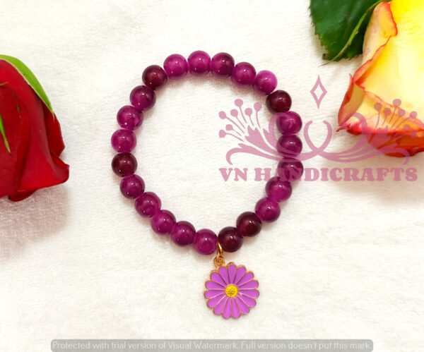 GLASS BEAD CHARM BRACELET - HCBT1002_MAGENTA02