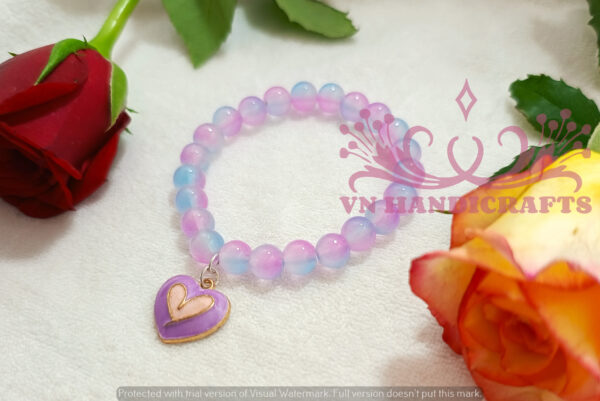 GLASS BEAD CHARM BRACELET - HCBT1002_PURPLE02