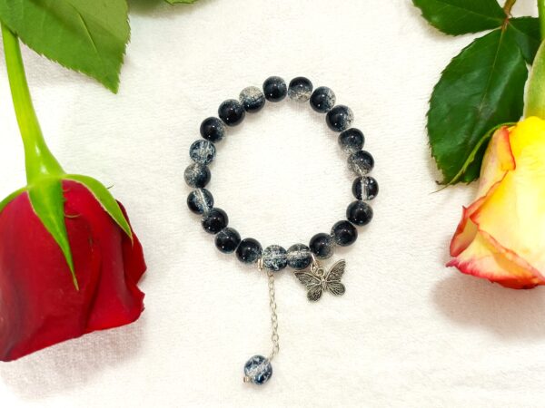 CRACKLE BEAD CHARM BRACELET - HCBT1002_BLACK02