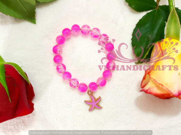 CRYSTAL BEAD CHARM BRACELET - HCBT1002_PINK03