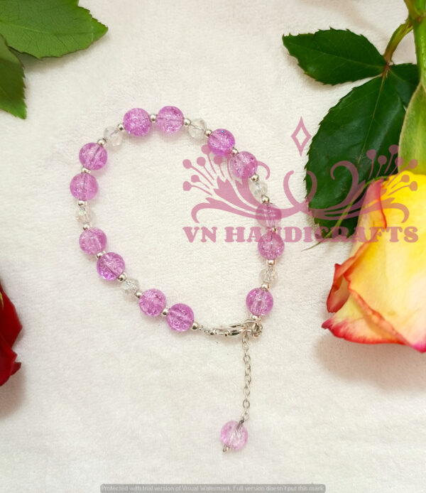 CRACKLE BEAD CHARM BRACELET - HCBT1002_PURPLE04