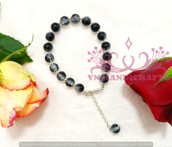 CRACKLE BEAD CHARM BRACELET - HCBT1002_BLACK03
