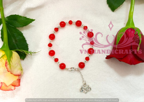 GLASS BEAD CHARM BRACELET - HCBT1002_RED02